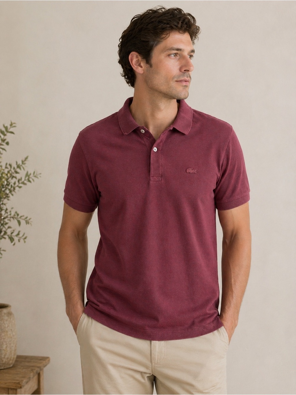 Lacoste Relaxed Fit Polo XL Burgundy Preppy Academia Cotton Blend